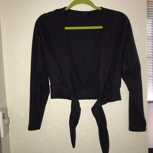 Crop top tie front sweater